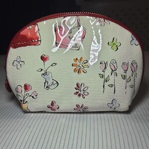 Brighton Red and Cream Floral Cosmetic Bag